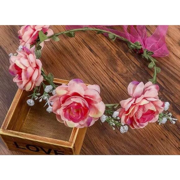 Handmade Floral Peach Tiara - Picture 1 of 2